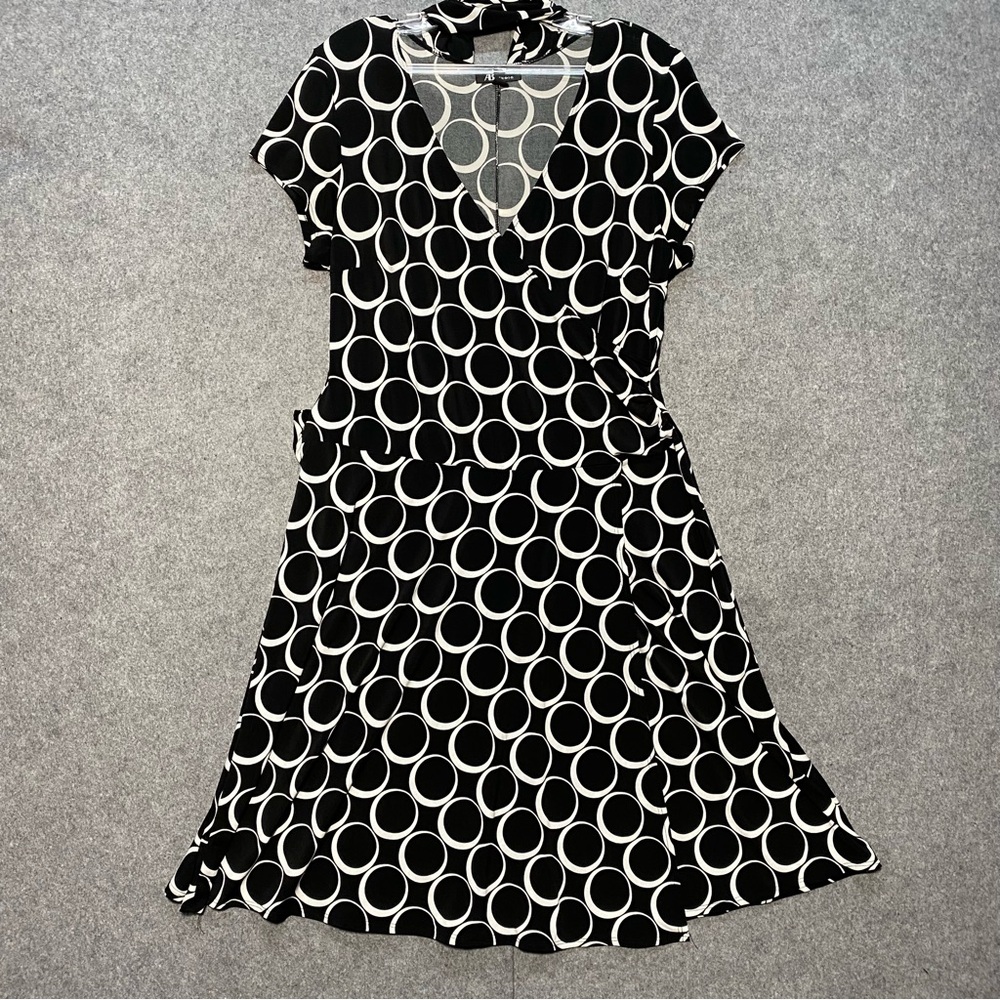AB Studio Black and White Flutter Sleeve Mini Dress